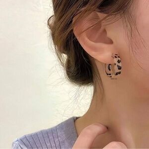Leopard Print Hoop Earrings